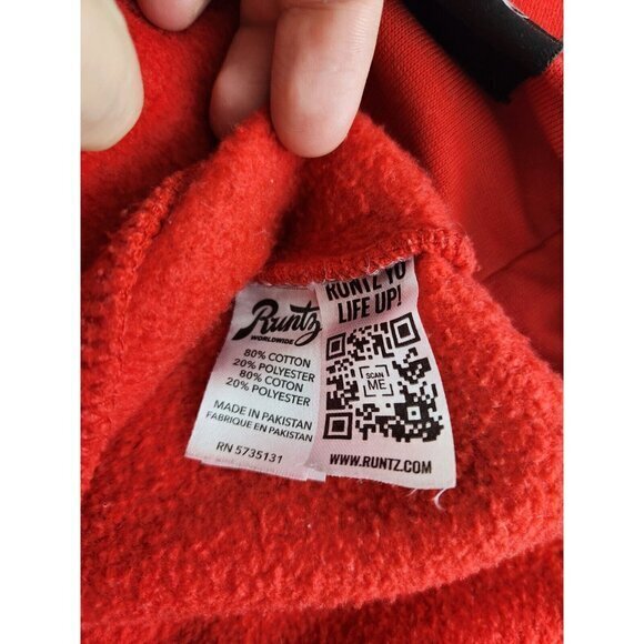 Runtz Fire Society Just‎ Grinz Hoodie Red Skeleton Mens Medium - Picture 10 of 10